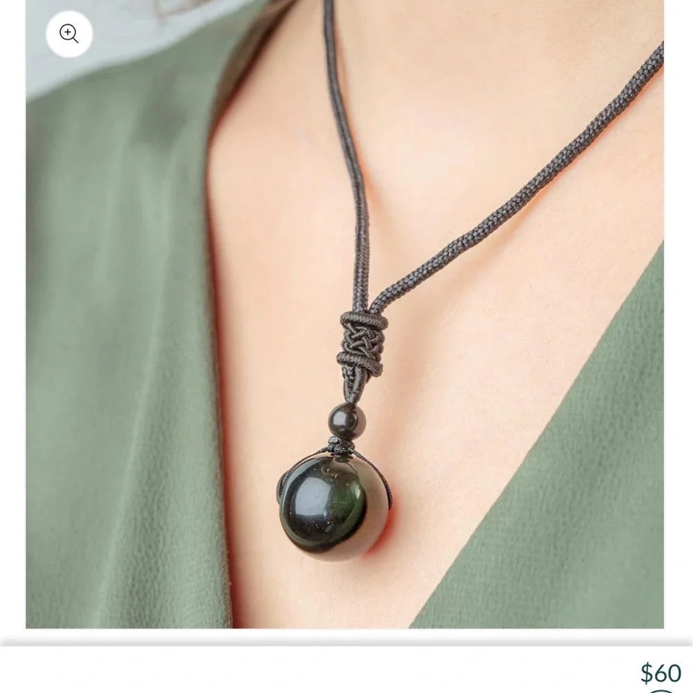 Elegant Black Obsidian Necklace - Picture 2 of 6